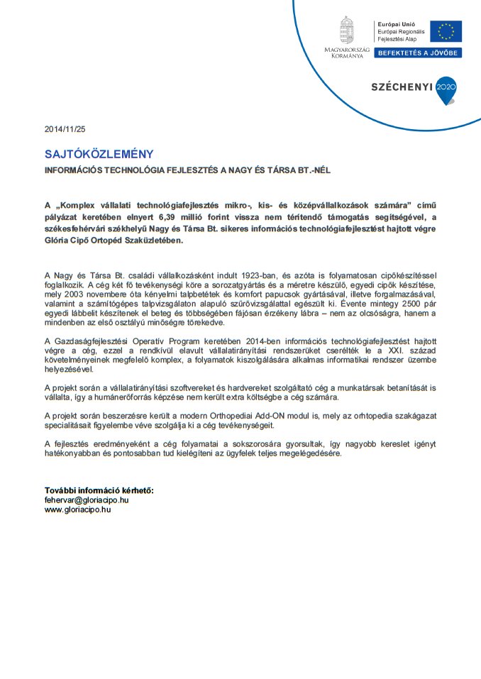 sajtoanyag tamogatas gloriacipo
